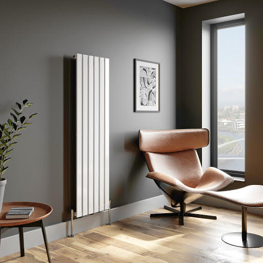 DuraTherm Vertical Single Flat Panel Designer Radiator - 1600 x 455mm White