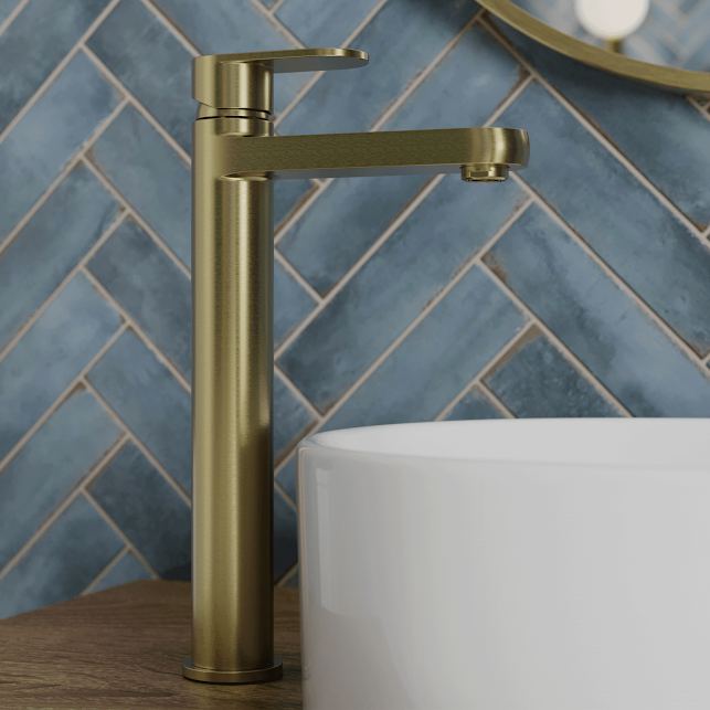 Merano Lund Tall Basin Mixer Tap in Brushed brass