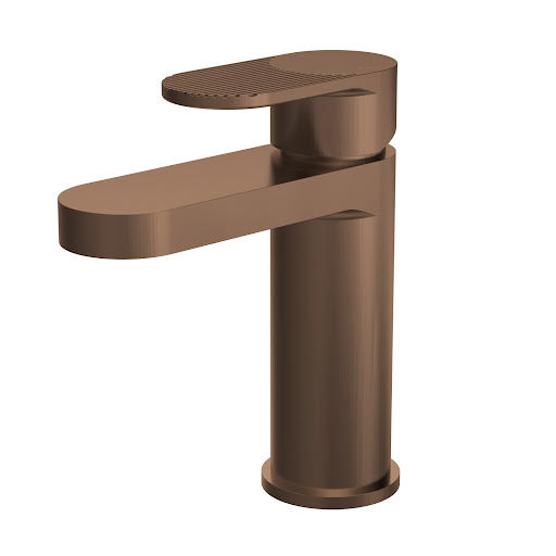 Aquari Contour Brushed Bronze Fluted Basin Mixer Tap with Waste