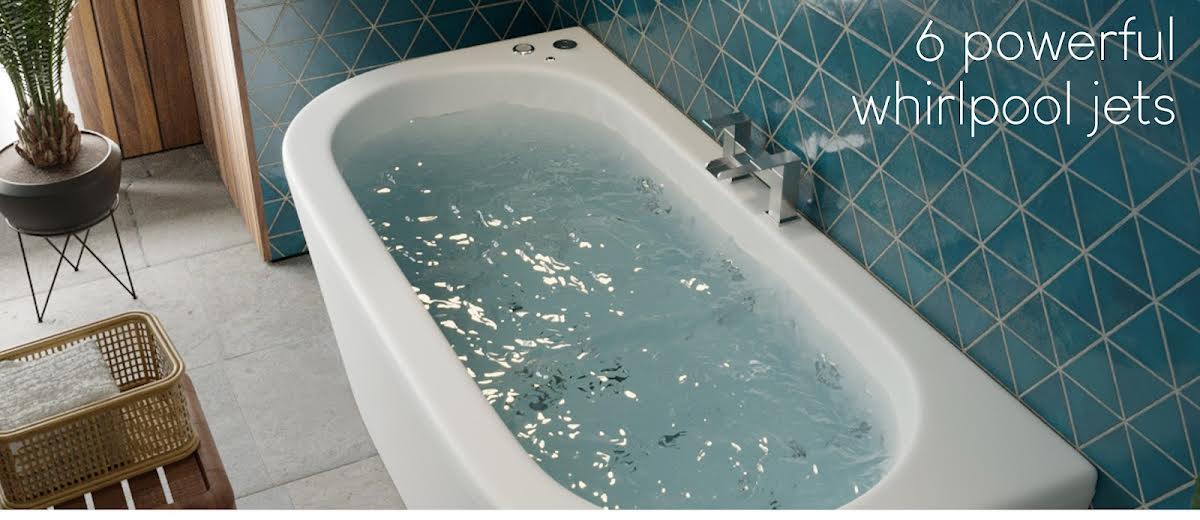 Vitura Back To Wall Whirlpool Bath with 6 Jets & Panel - 1700 x 800mm