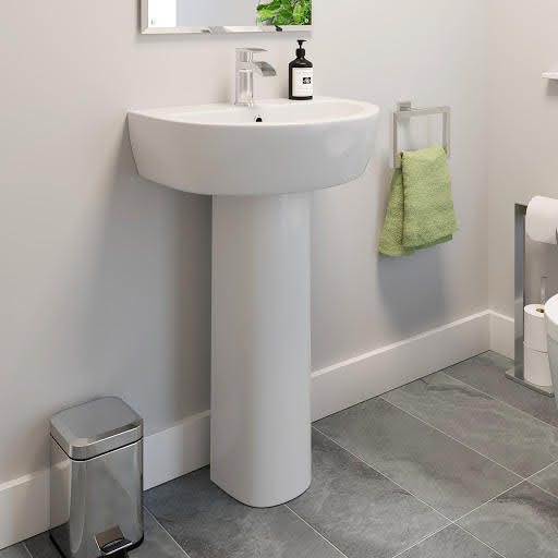 Affine Bordeaux Full Pedestal 550mm 1 Tap Hole Bathroom Basin