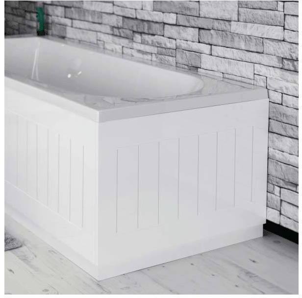 Bathroom 750mm End Bath Panel White MDF Tongue & Groove Design Modern
