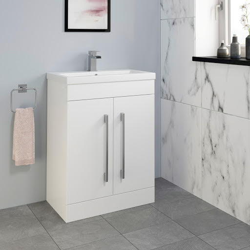 White Bathroom Vanity Units Plumbworld, Artis White Gloss Wall Hung Vanity Unit Basin 600mm Width