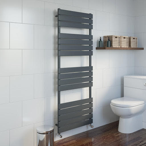 DuraTherm Dual Fuel Flat Panel Heated Towel Radiator - 1600 x 600mm - Thermostatic Anthracite