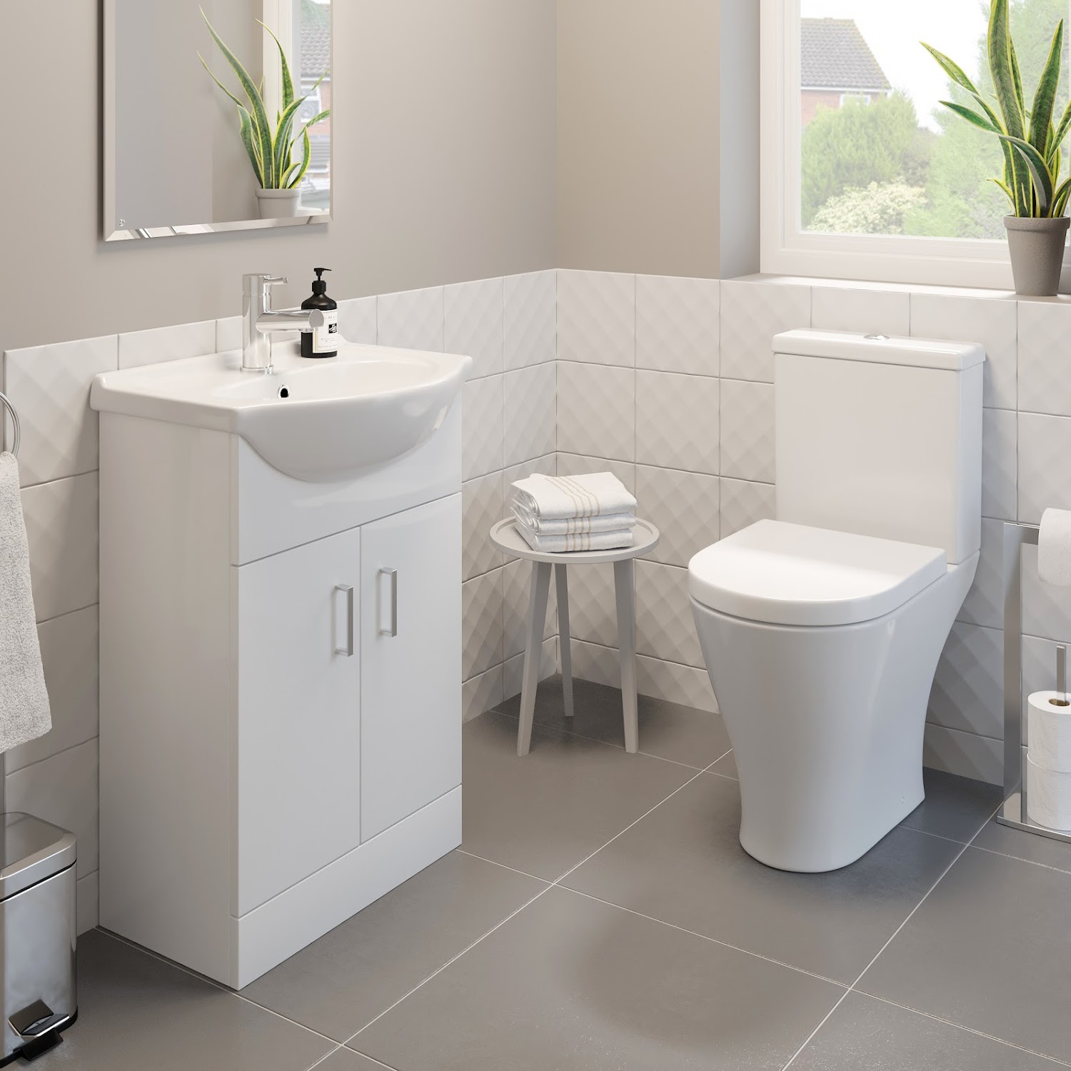 550mm Bathroom Gloss White Vanity Unit Basin Sink Modern Close Coupled Toilet Ebay