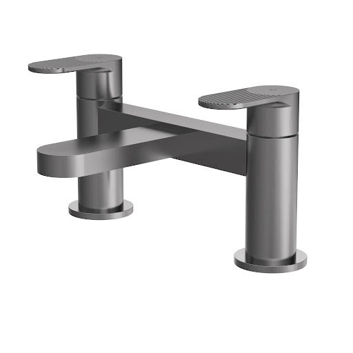 Aquari Contour Brushed Pewter Fluted Bath Mixer Tap