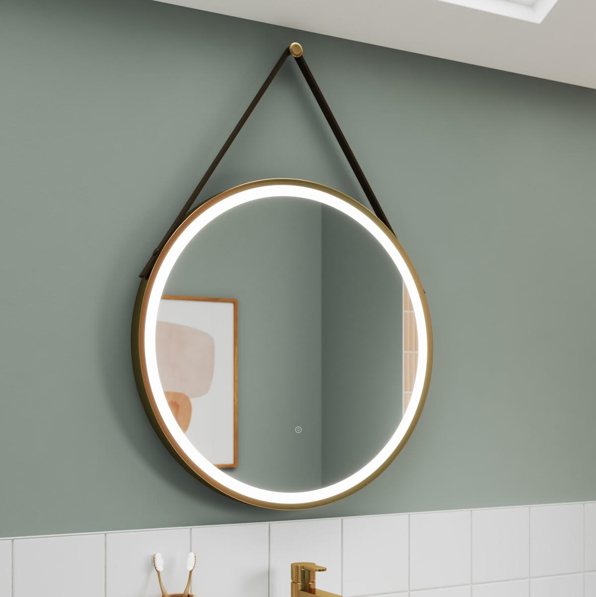 Hudson Reed Round LED Bathroom Mirror with Demister 800mm Brass