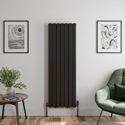 DuraTherm Vertical Double Flat Panel Designer Radiator - 1600 x 530mm Black