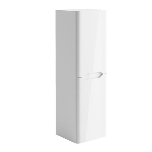 Scudo Ella White Wall Hung Tall Bathroom Storage Cabinet 1400mm x 350mm