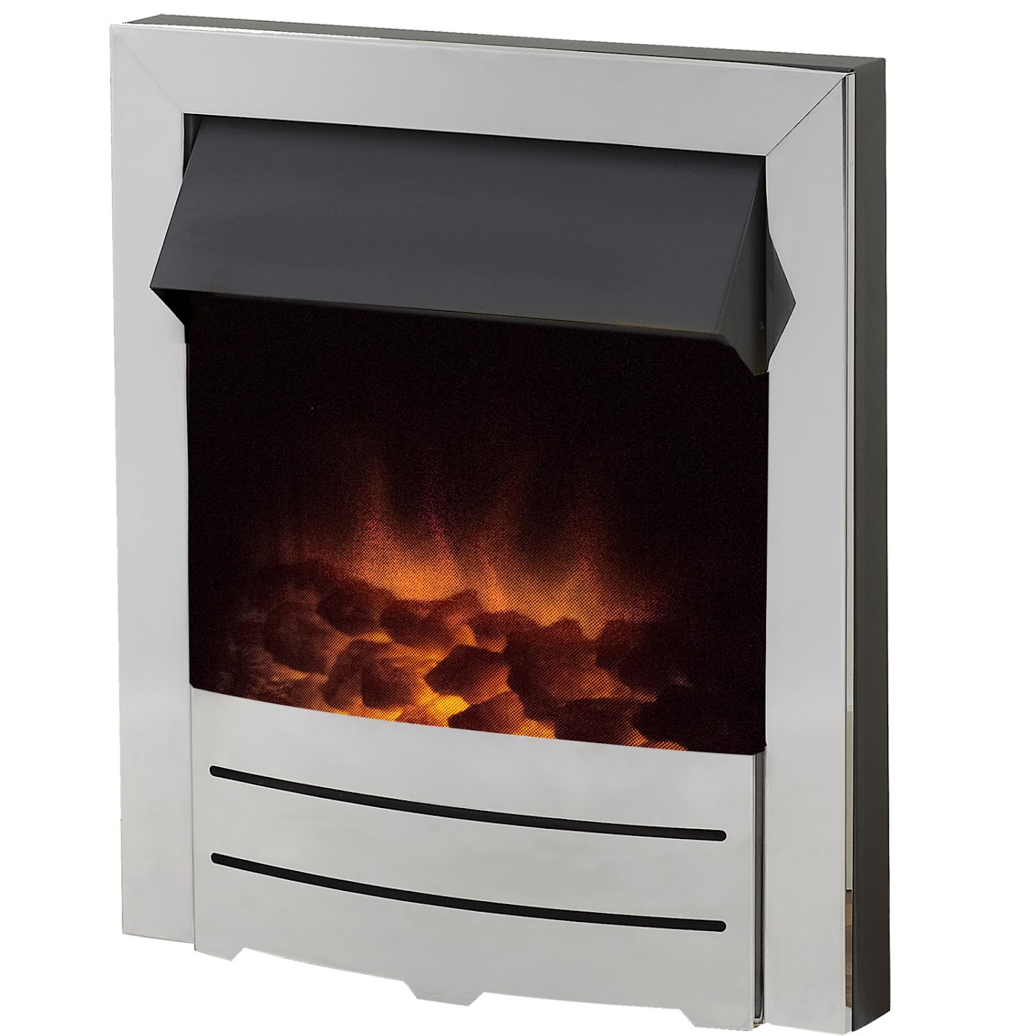 Adam Colorado Chrome Inset Electric Fire Coal Heater Heating Real Flame
