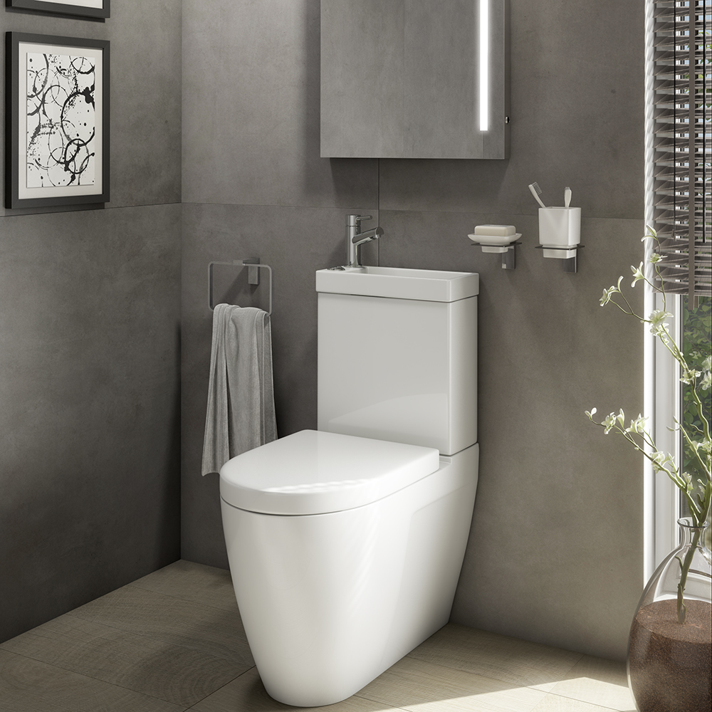 Details About 2 In 1 Toilet Basin Combo Combined Toilet Wc Sink Space Saving Cloakroom Unit