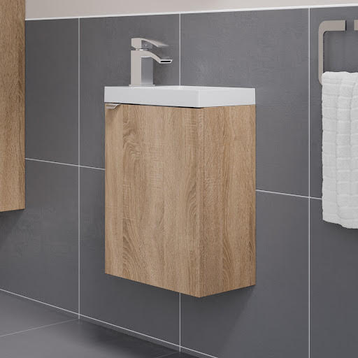 Vitusso Garda Wood Wall Hung Cloakroom Vanity Unit with Basin - 400mm