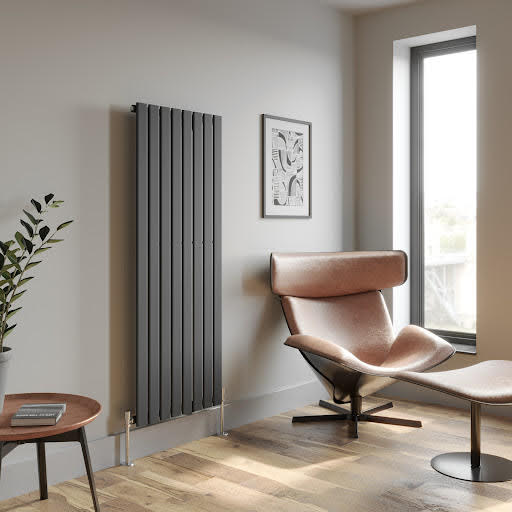 DuraTherm Vertical Single Flat Panel Designer Radiator - 1600 x 605mm Anthracite