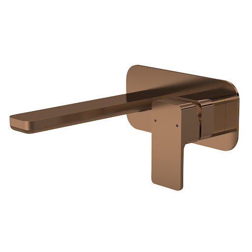 Aquari Quadro Brushed Bronze Basin Wall Mounted Mixer Tap with Plate