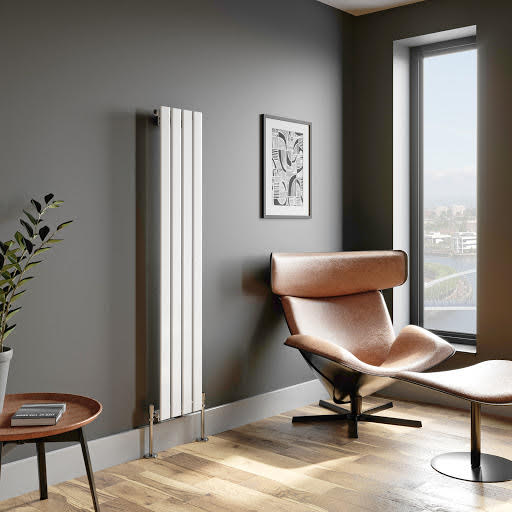 DuraTherm Vertical Single Flat Panel Designer Radiator - 1600 x 300mm White