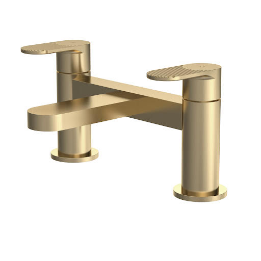Aquari Contour Brushed Brass Fluted Bath Mixer Tap