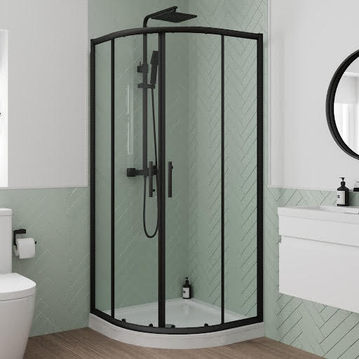 Luxura Quadrant Shower Enclosure 900 x 900mm with Raised Tray and Waste - 6mm Black