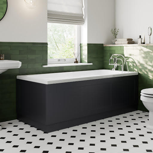 Ceramica Black Gloss Bath Panel 1700mm Side MDF