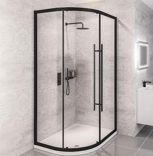 Clario Vantage 2000 Offset Quadrant Shower Enclosure 1300 x 760mm - Matt Black