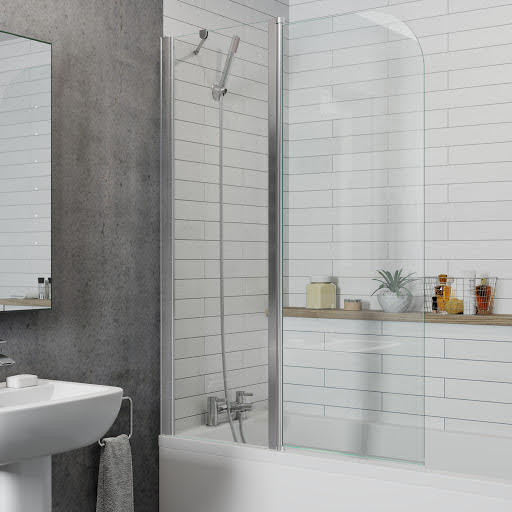 Luxura Curved Edge Two Section Bath Shower Screen 1000mm - 6mm Chrome