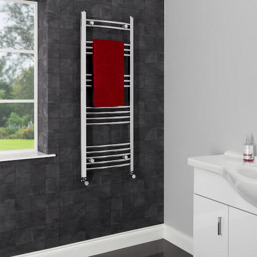 DuraTherm Dual Fuel Heated Towel Radiator 1200 x 450mm Curved Manual