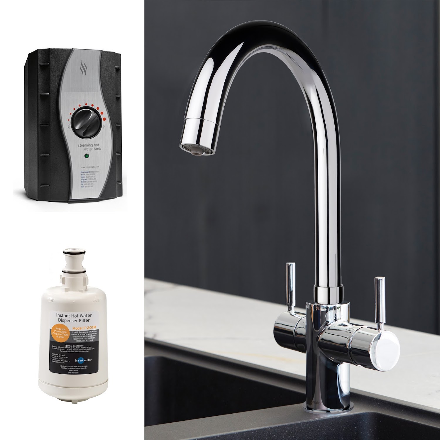 InSinkErator 3 in 1 Kitchen Tap 45153 + Tank Boiling, Standard Hot