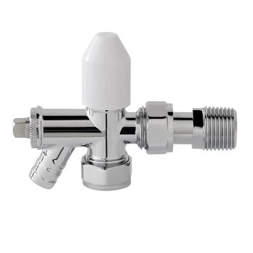 Solaro 15mm Thermostatic Lockshield & Drain Valve - Chrome