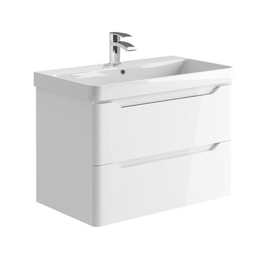 Scudo Ella White Wall Hung Vanity Unit with Basin 800mm
