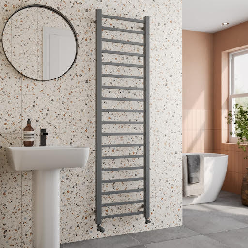 Solaro Square Bar Heated Towel Radiator Anthracite - 1800 x 500mm
