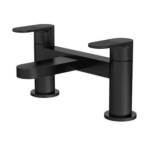 Aquari Contour Matt Black Fluted Bath Mixer Tap