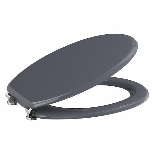 Ceramica Round Wooden Toilet Seat - Bottom Fix Dark Grey Gloss