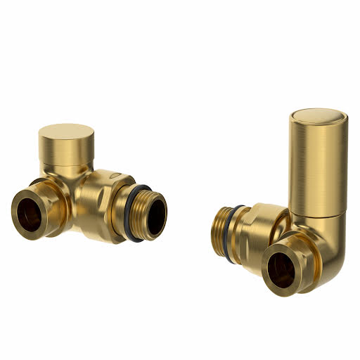 DuraTherm Corner Brushed Brass Radiator Valve Pack - 15mm