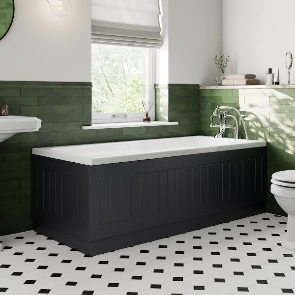 Ceramica Black Gloss Bath Panel 1700mm - Tongue & Groove Side MDF