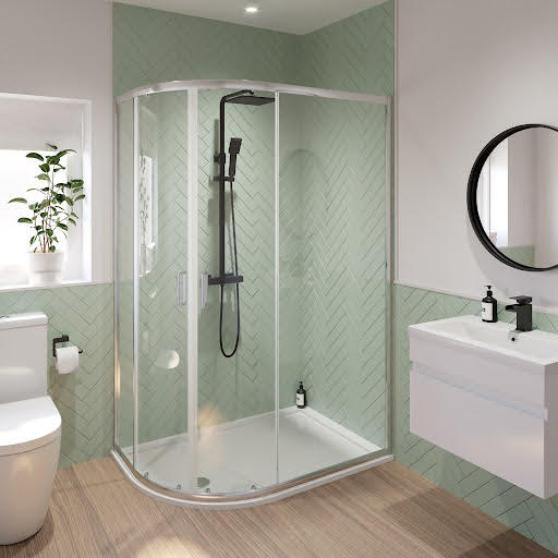 Luxura Offset Quadrant Shower Enclosure 1200 x 900mm with Non Slip Tray & Waste (Left Hand) - 6mm