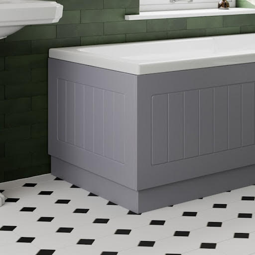 Ceramica Grey Gloss Bath Panel 700mm - Tongue & Groove End MDF