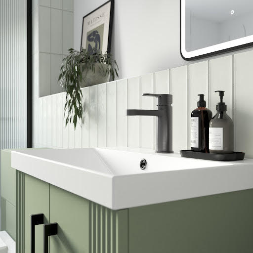 Aquari Curvo Brushed Pewter Basin Mixer Tap with Waste
