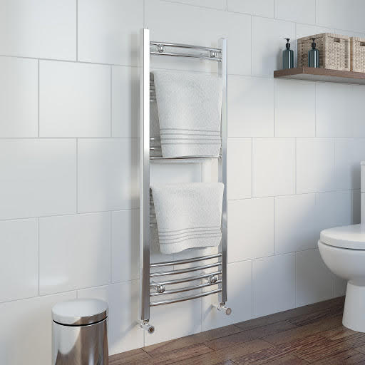 DuraTherm Heated Towel Radiator Chrome 1200 x 450mm Curved