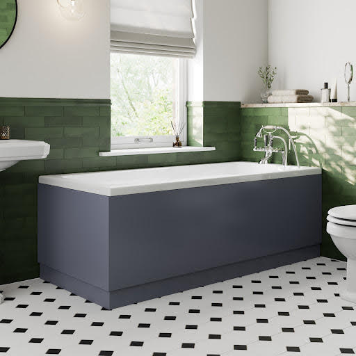 Ceramica Dark Grey Gloss MDF Traditional Bath Side Panel - 1700mm