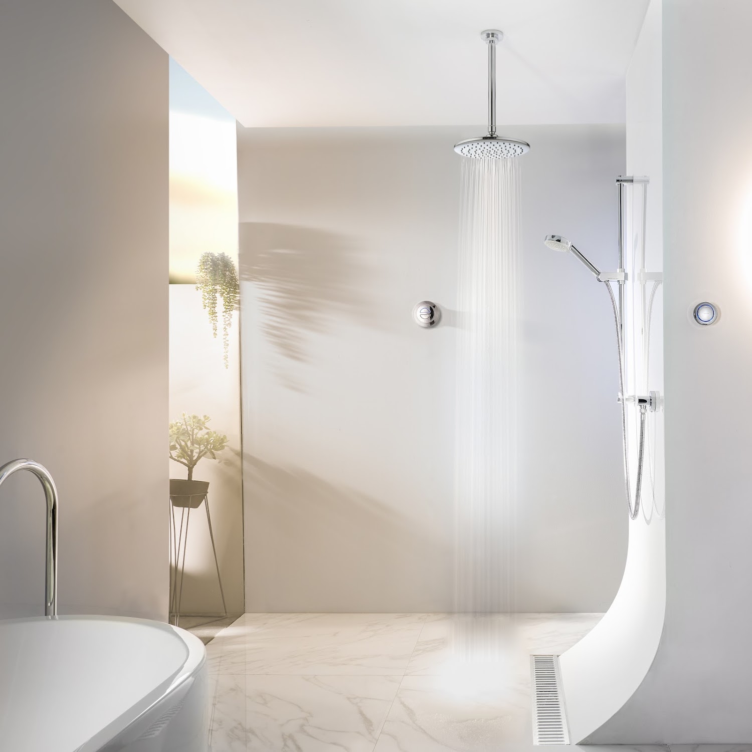 Aqualisa Quartz Digital Shower Concealed Dual 250mm Drencher & Handset