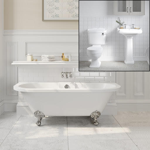 Traditional Bathroom Suite with Roll Top Bath, Toilet & Basin - 1700mm