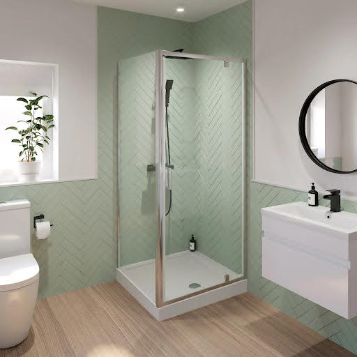 Luxura Pivot Shower Enclosure 900 x 800mm with Raised Tray & Waste - 6mm