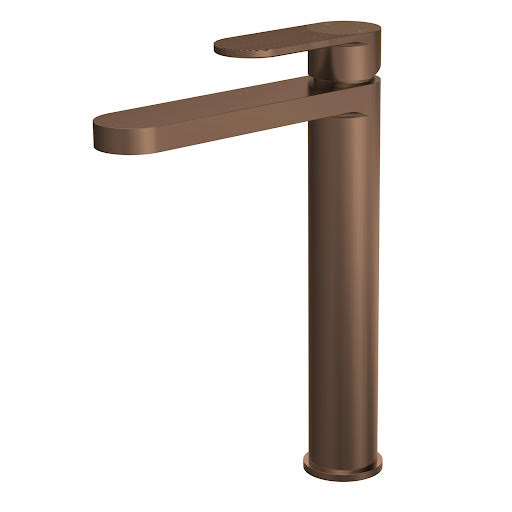Aquari Contour Brushed Bronze High Rise Fluted Basin Mixer Tap