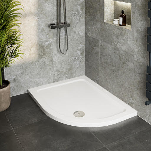 Hydrolux Low Profile 1000 x 800mm Offset Quadrant Shower Tray with Waste - RH Entry