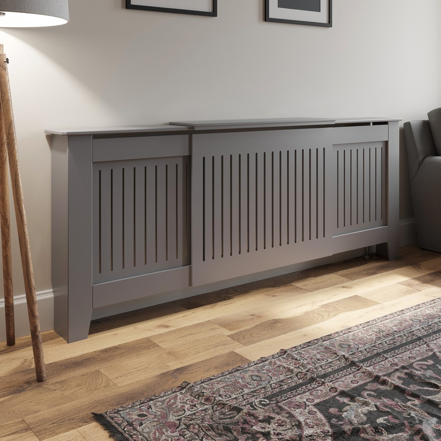 Grey Radiator Cover Grill Shelf MDF Wood Modern Traditional