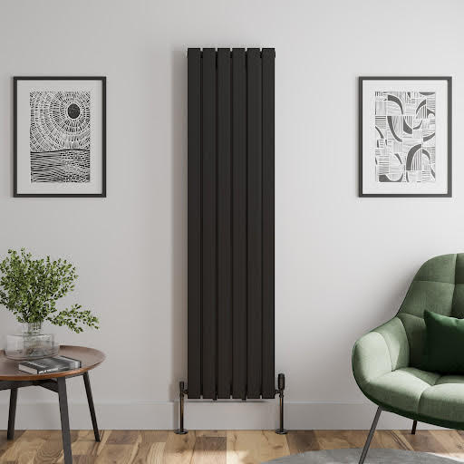 DuraTherm Vertical Double Flat Panel Designer Radiator - 1800 x 455mm Black