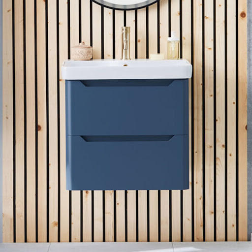 Scudo Ella Blue Wall Hung Vanity Unit with Basin 500mm