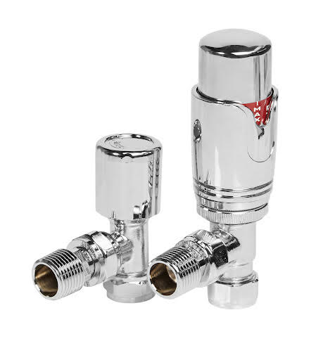 Towelrads Angled Thermostatic Radiator Valve with Lockshield - Chrome