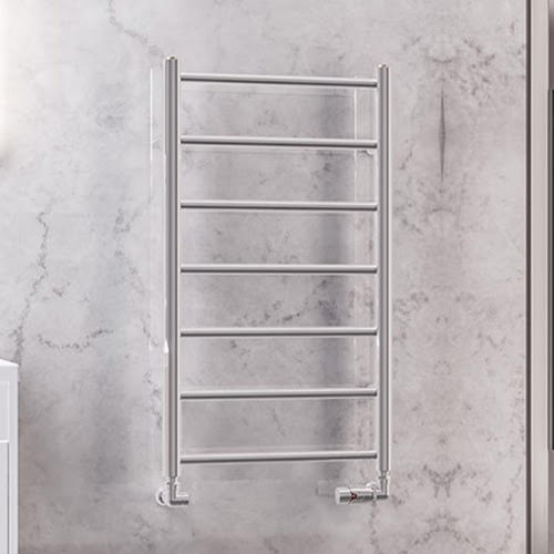 Solaro Tuscan Round Bar 800 x 500mm Heated Towel Radiator - Chrome