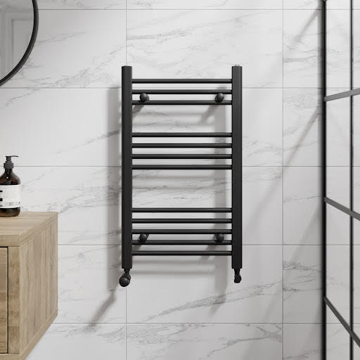 DuraTherm Heated Towel Radiator Matt Black 750 x 450mm Flat
