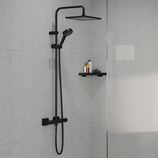 Photos - Shower System Hansgrohe Vernis Shape 240 1jet Dual Head Thermostatic Mixer Shower - Matt 